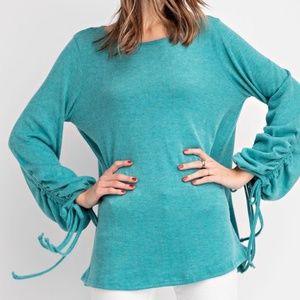 Blue Bubble sleeve tunic pullover loose fit boho